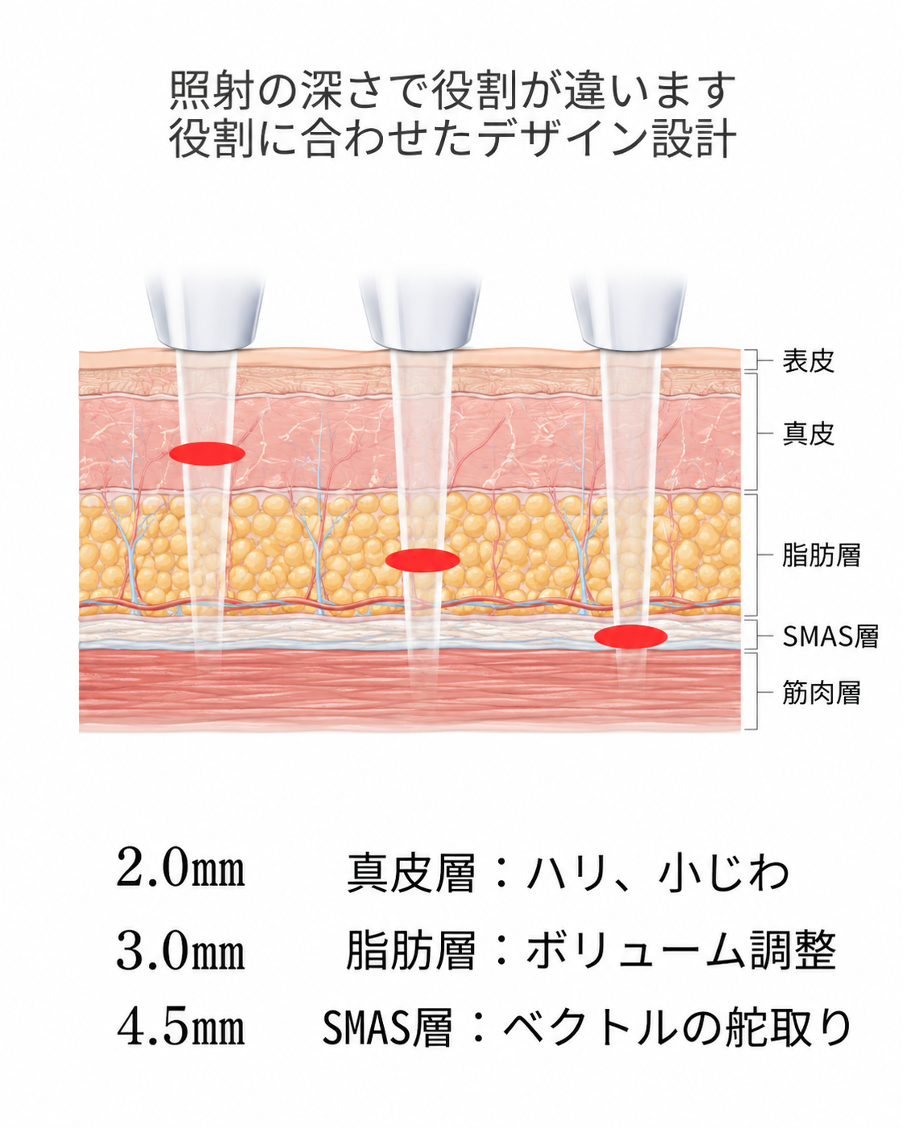 照射の深さによる役割の違い